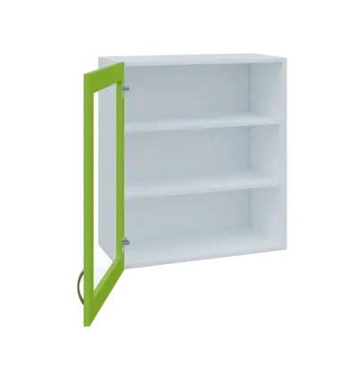 MH - 65S horní skříňka boxová, 1-dveřová, prosklená, levá, 770x654x440, korpus bílý, dvířko jarní ze